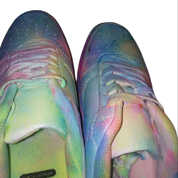 Homemade Tie Dye Hydro Dipped Women's Platform Casual Lace up Sneakers a low top - Picture 5 of 8